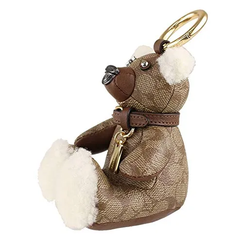 Coach Bear Keychain Leather Limited Edition Collectible Bag Charm In Signature Canvas