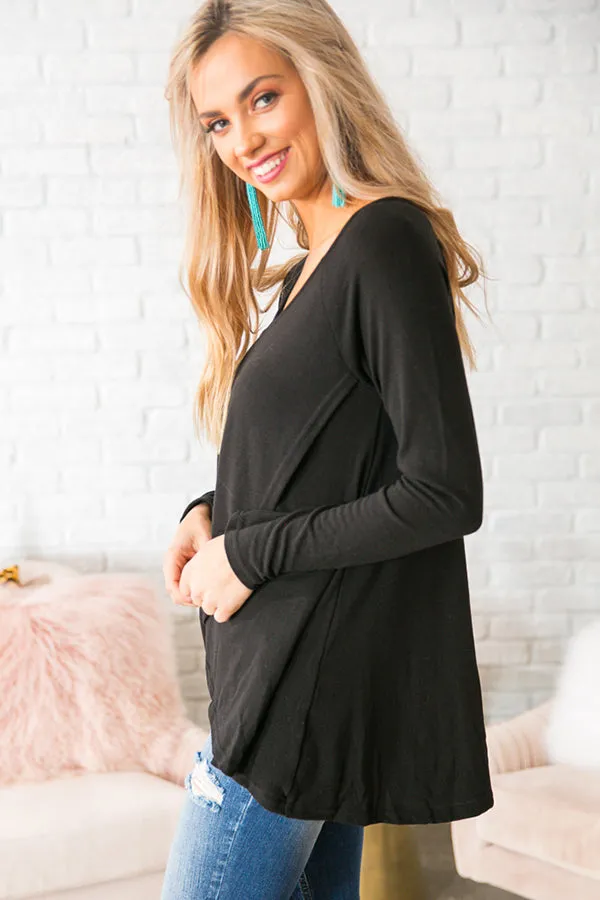 Cool Girl Cut Out Top in Black