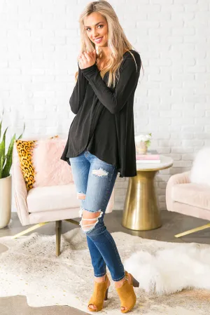 Cool Girl Cut Out Top in Black