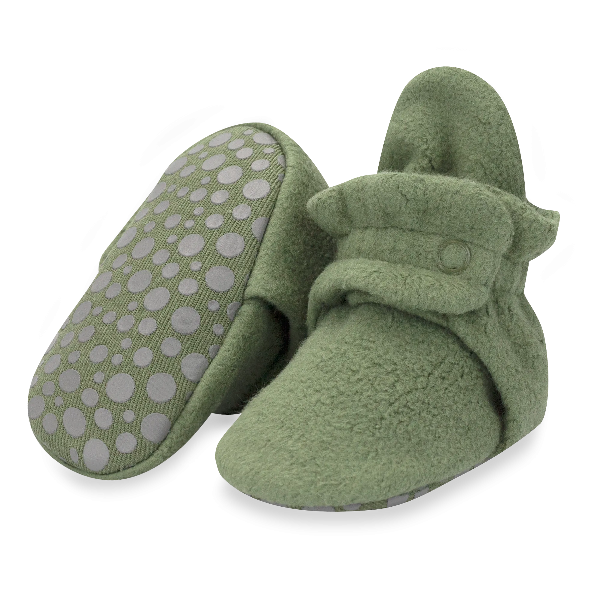 Cozie Fleece Gripper Baby Bootie - Olive