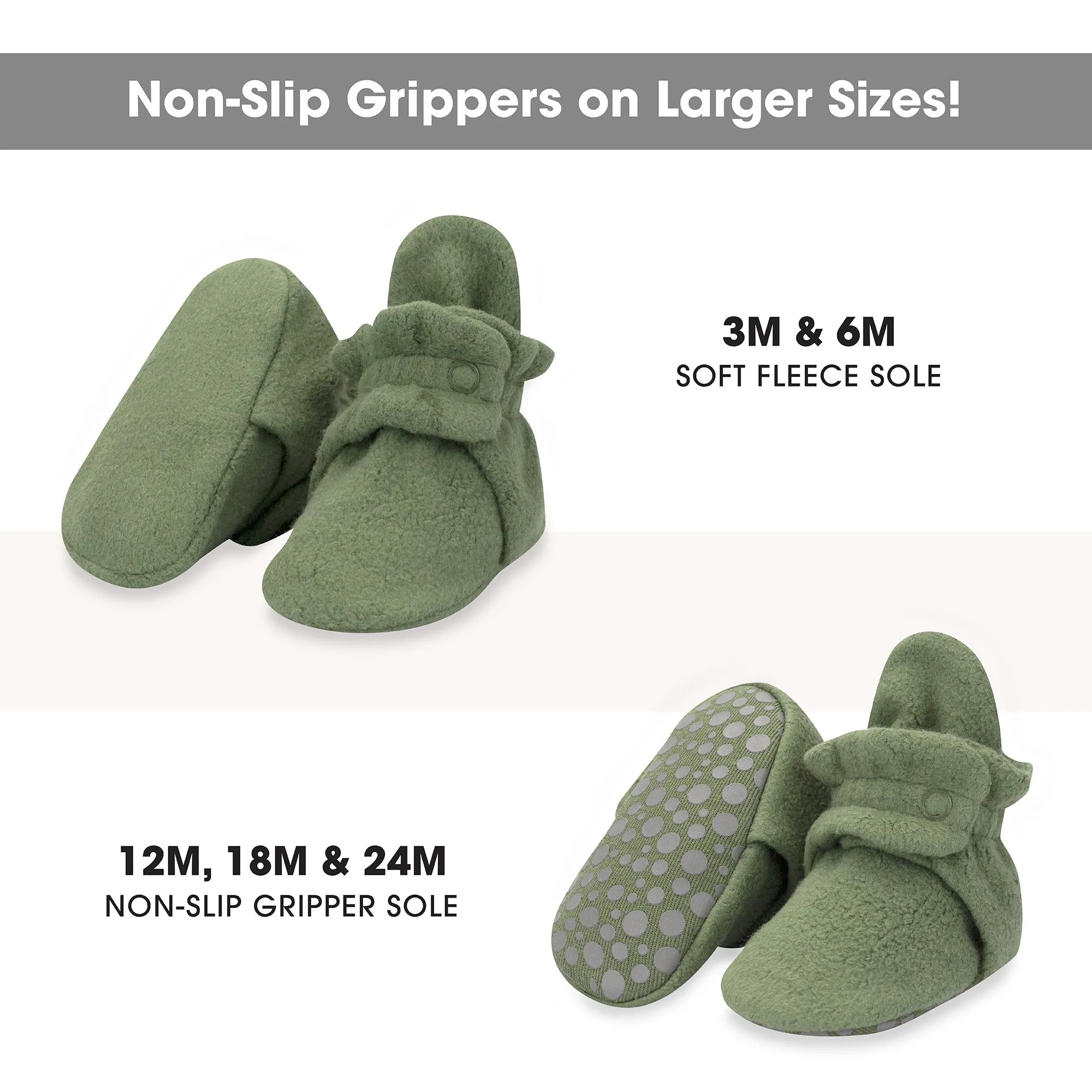 Cozie Fleece Gripper Baby Bootie - Olive