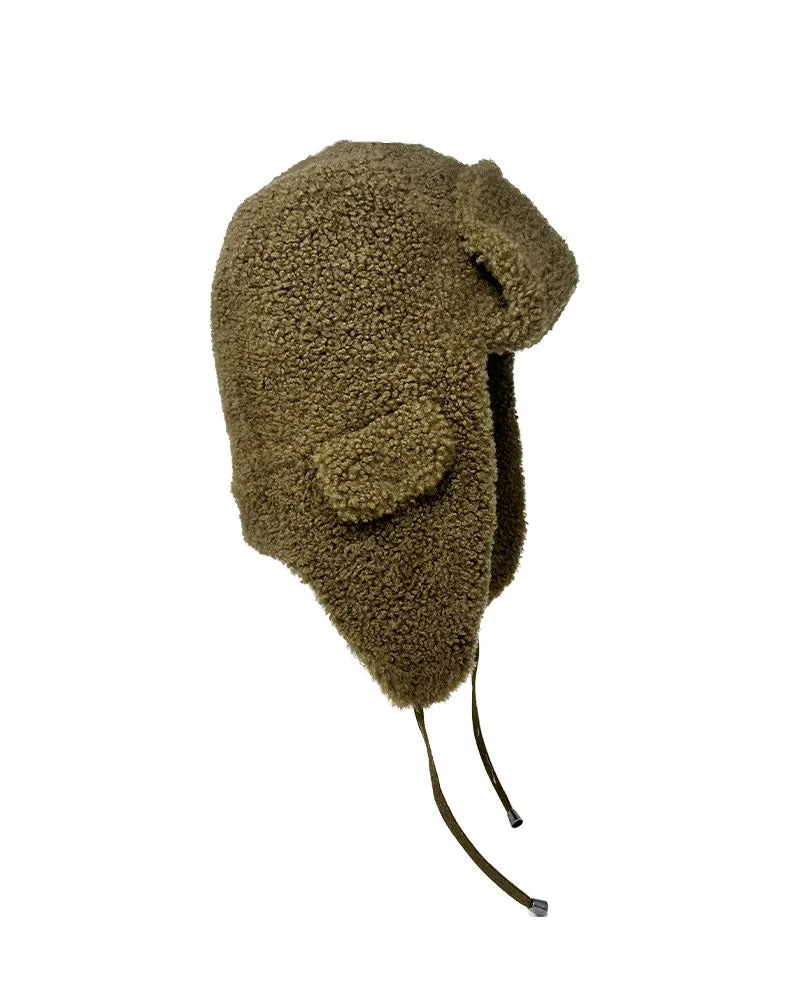 Curly Shearling Trapper Hat in Multiple Colors