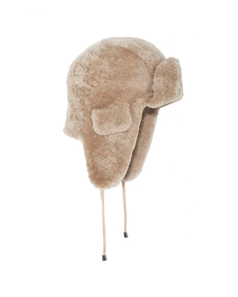 Curly Shearling Trapper Hat in Multiple Colors