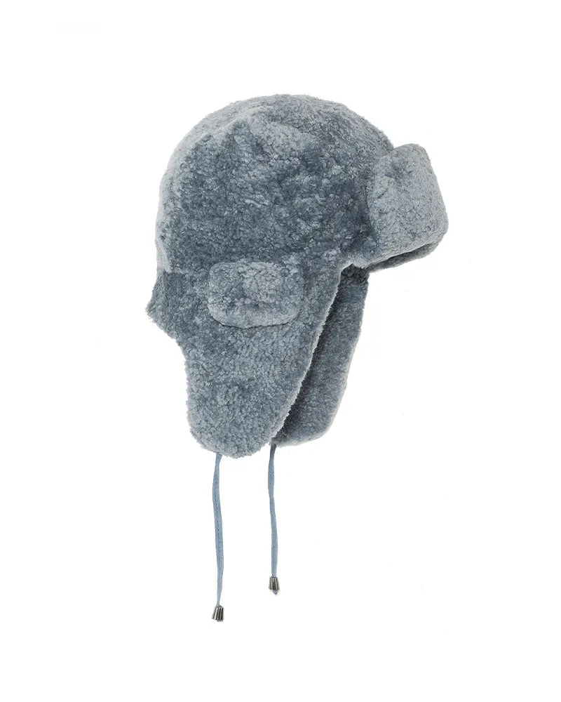 Curly Shearling Trapper Hat in Multiple Colors