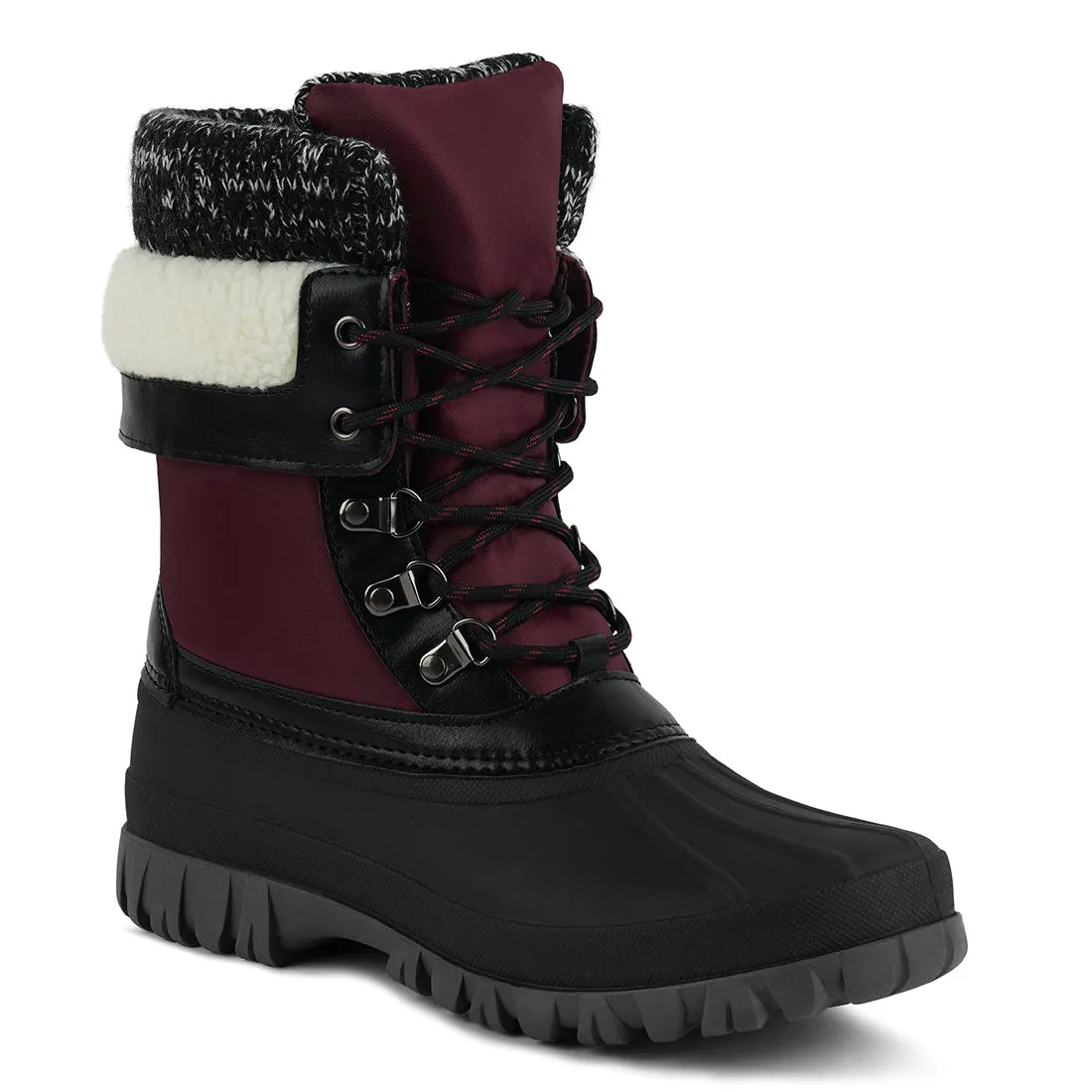 Delphine Knitted Collar Lace Up Boots