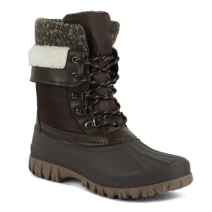 Delphine Knitted Collar Lace Up Boots