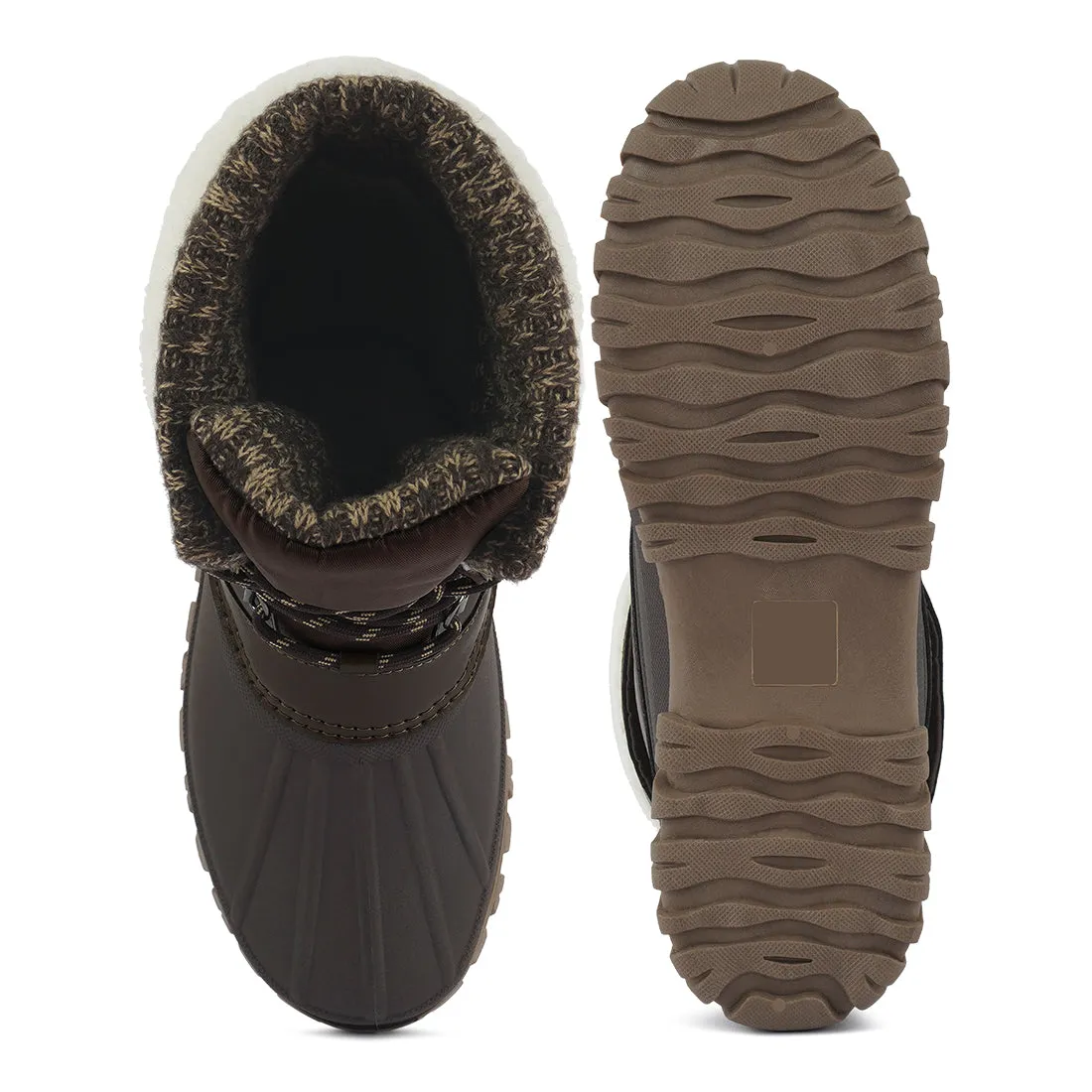 Delphine Knitted Collar Lace Up Boots