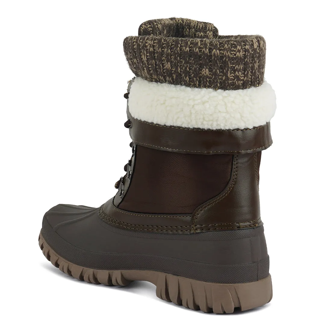 Delphine Knitted Collar Lace Up Boots