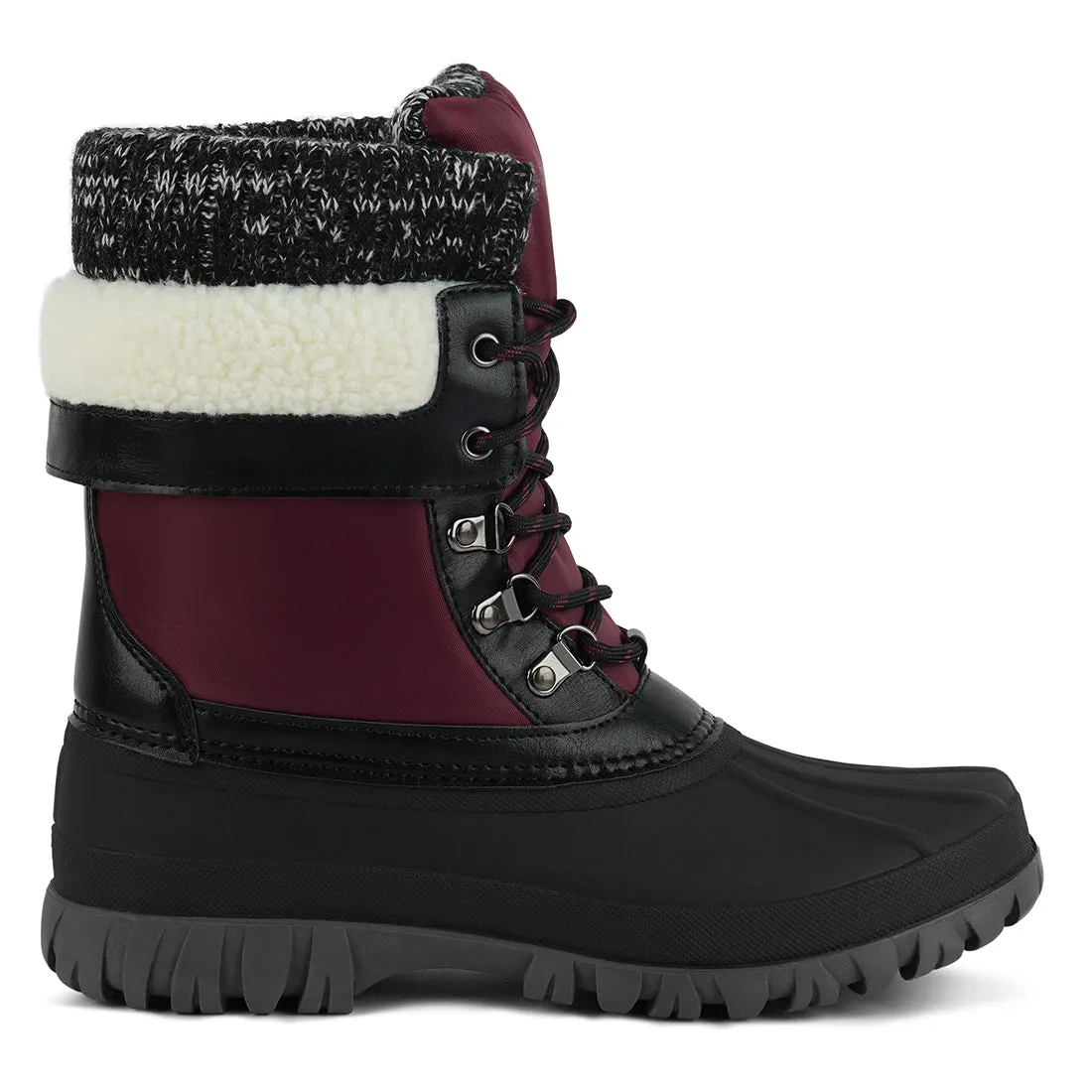 Delphine Knitted Collar Lace Up Boots