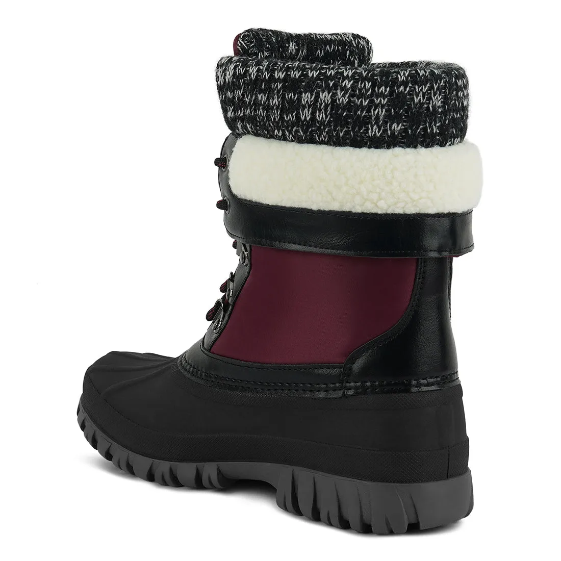 Delphine Knitted Collar Lace Up Boots