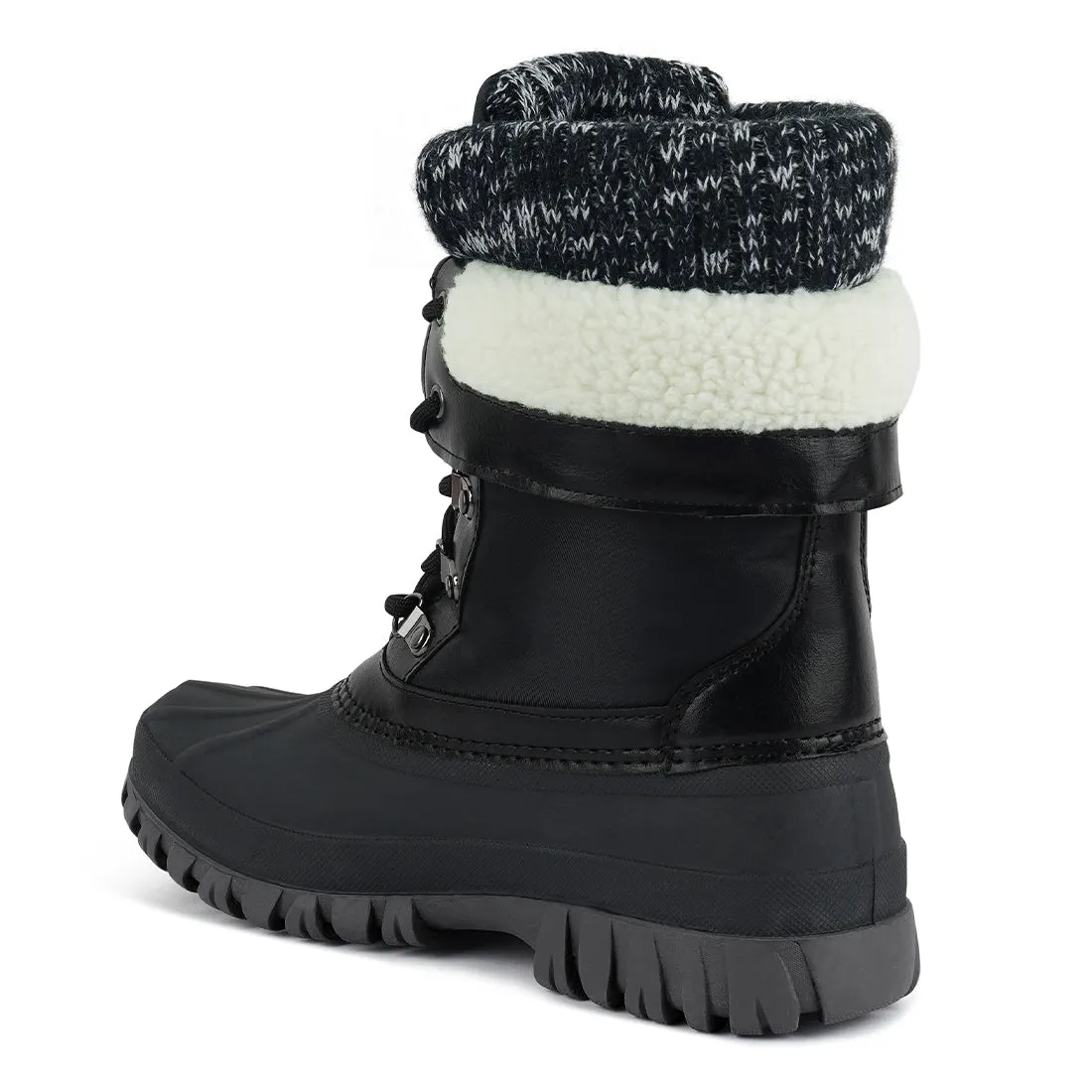 Delphine Knitted Collar Lace Up Boots