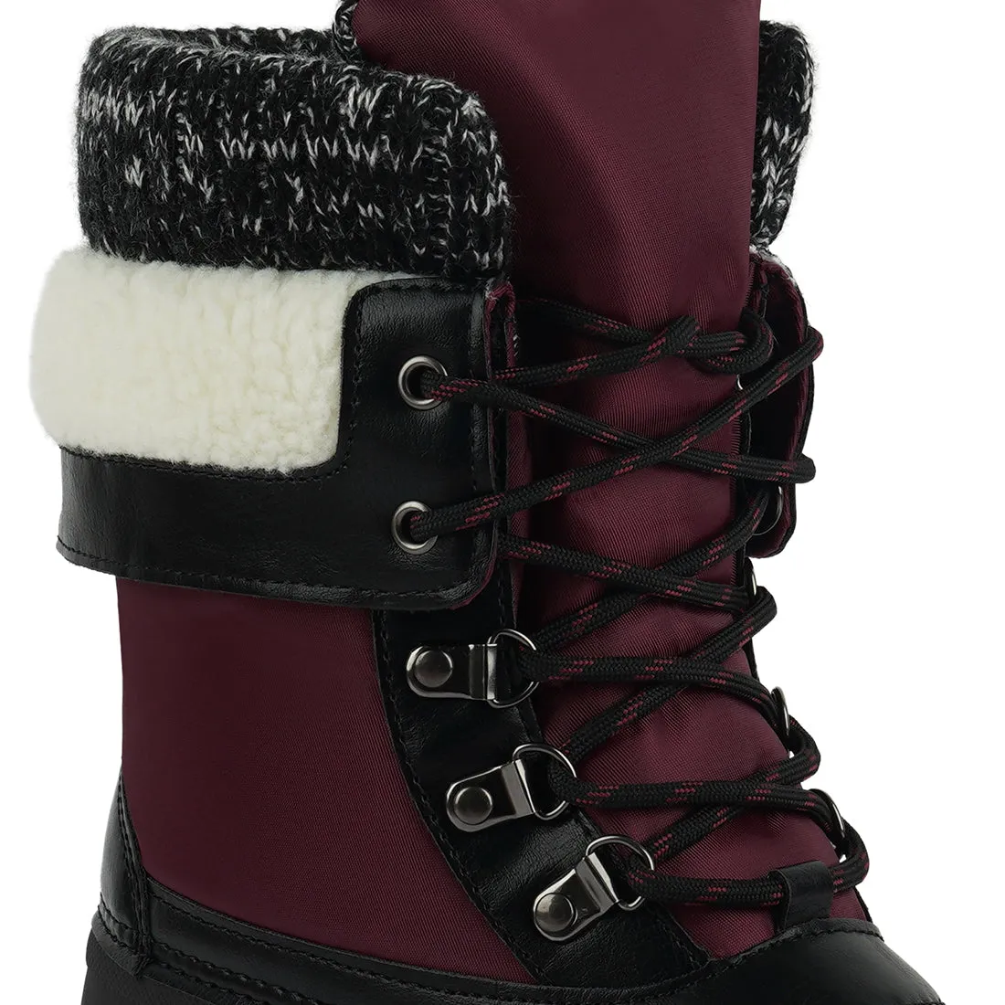 Delphine Knitted Collar Lace Up Boots