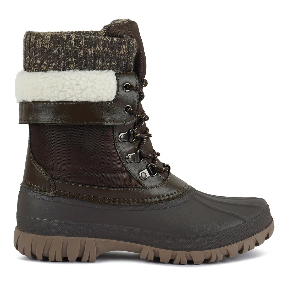 Delphine Knitted Collar Lace Up Boots