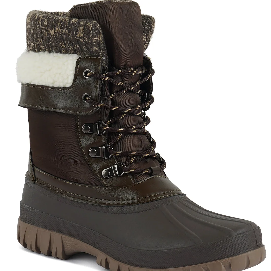 Delphine Knitted Collar Lace Up Boots