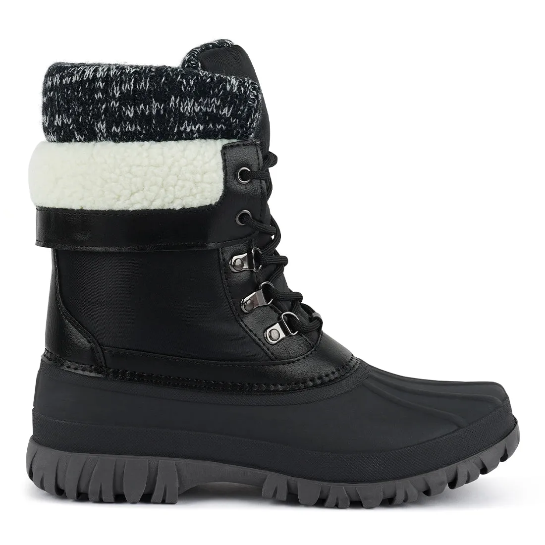 Delphine Knitted Collar Lace Up Boots