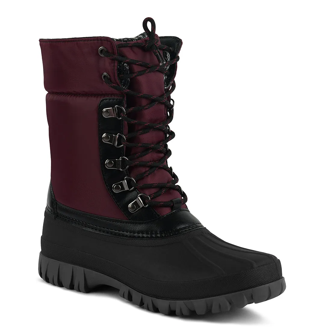 Delphine Knitted Collar Lace Up Boots