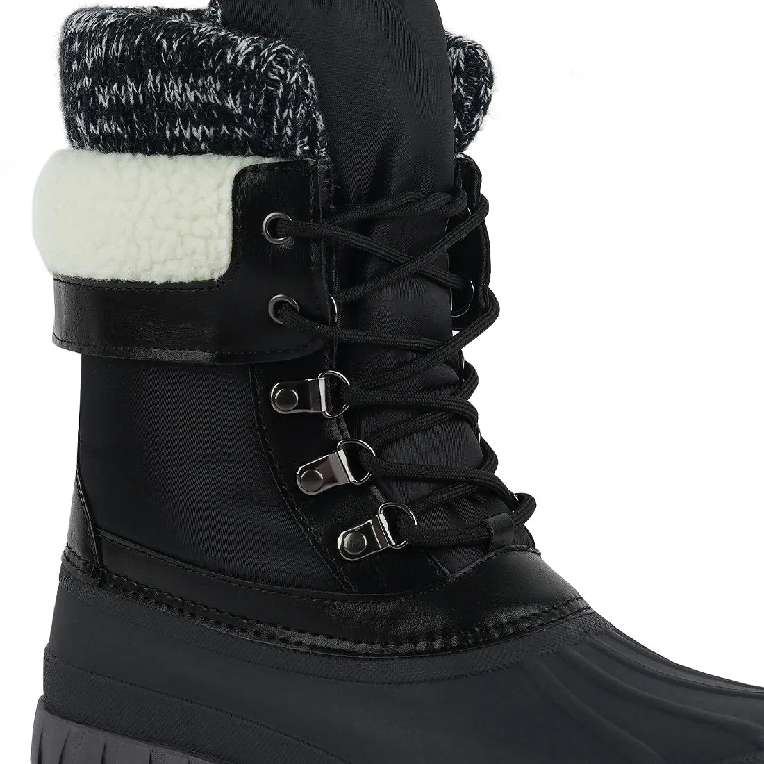 Delphine Knitted Collar Lace Up Boots