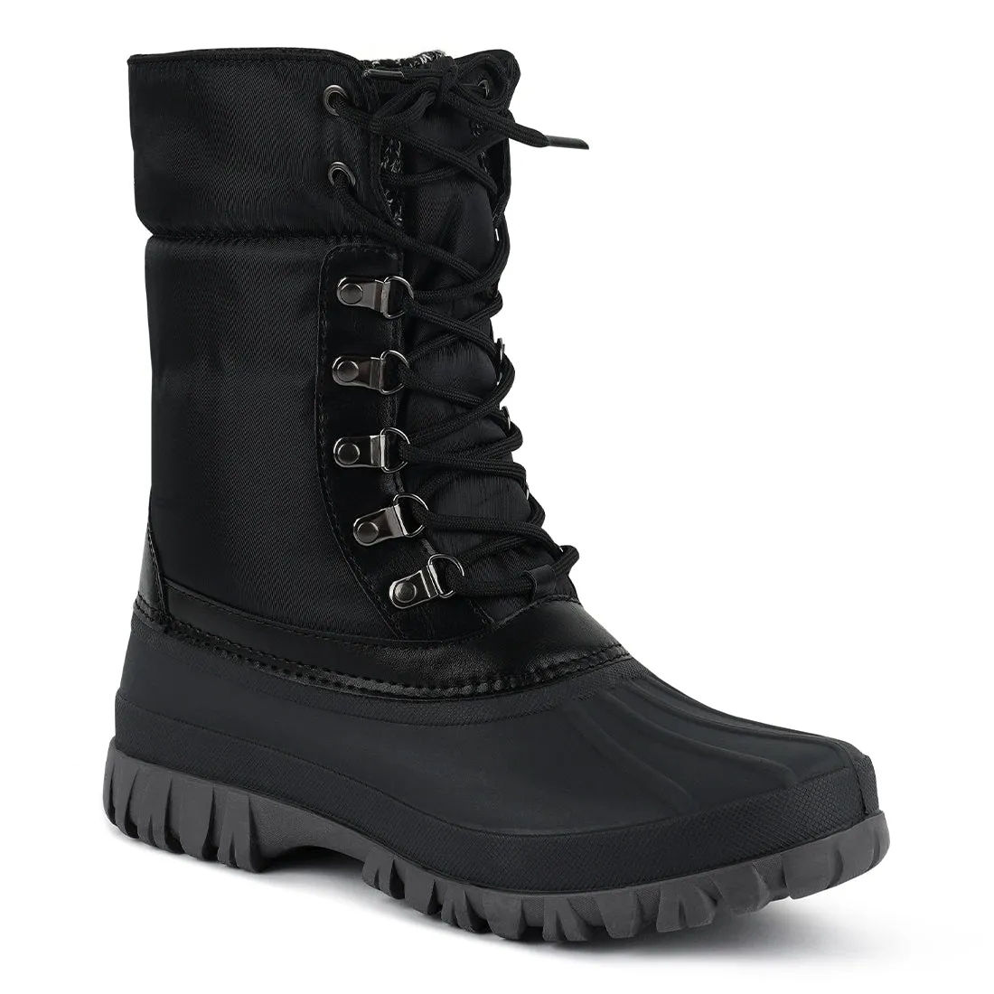 Delphine Knitted Collar Lace Up Boots