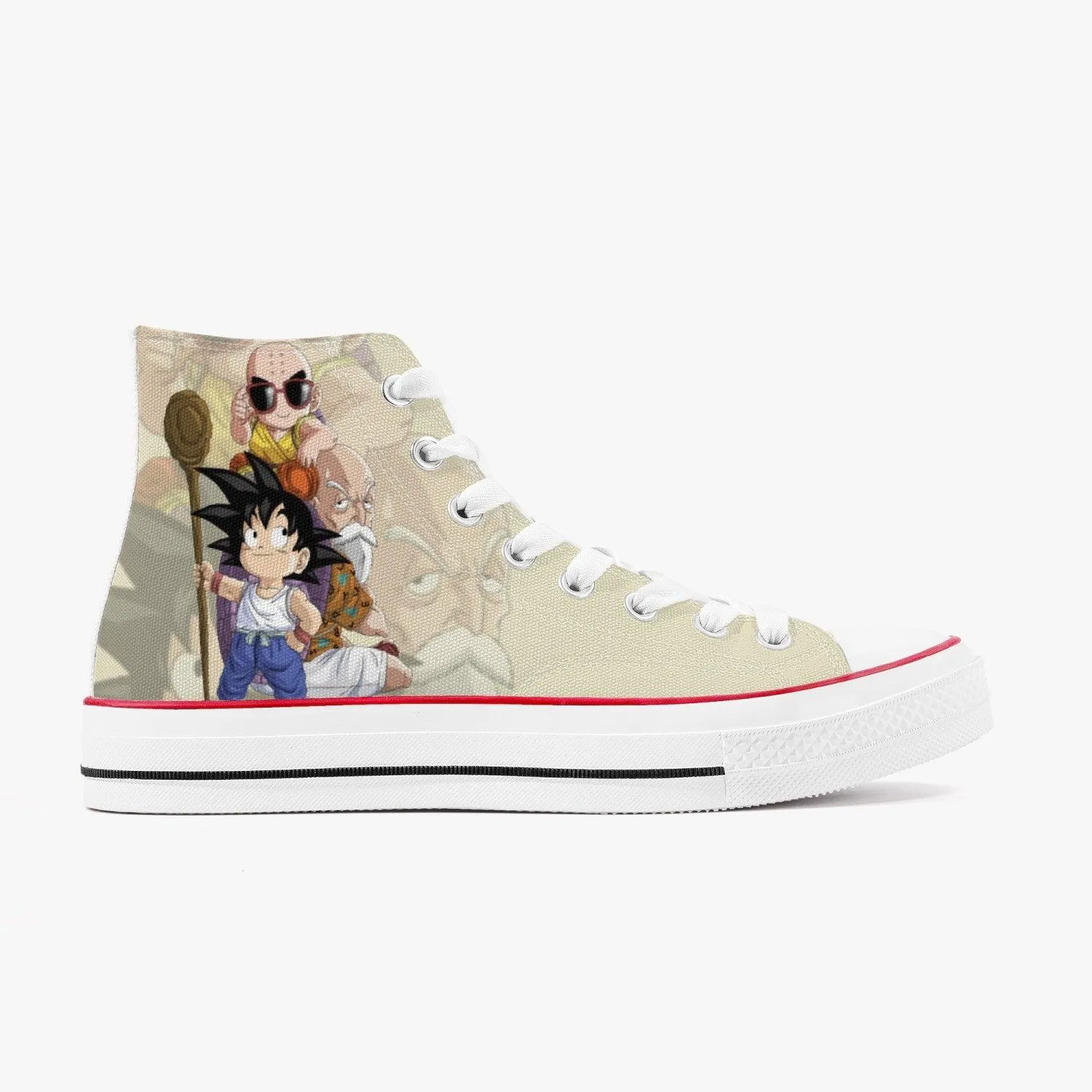 Dragonball Z Goku and Krillin and Ded A-Star High White Anime Shoes