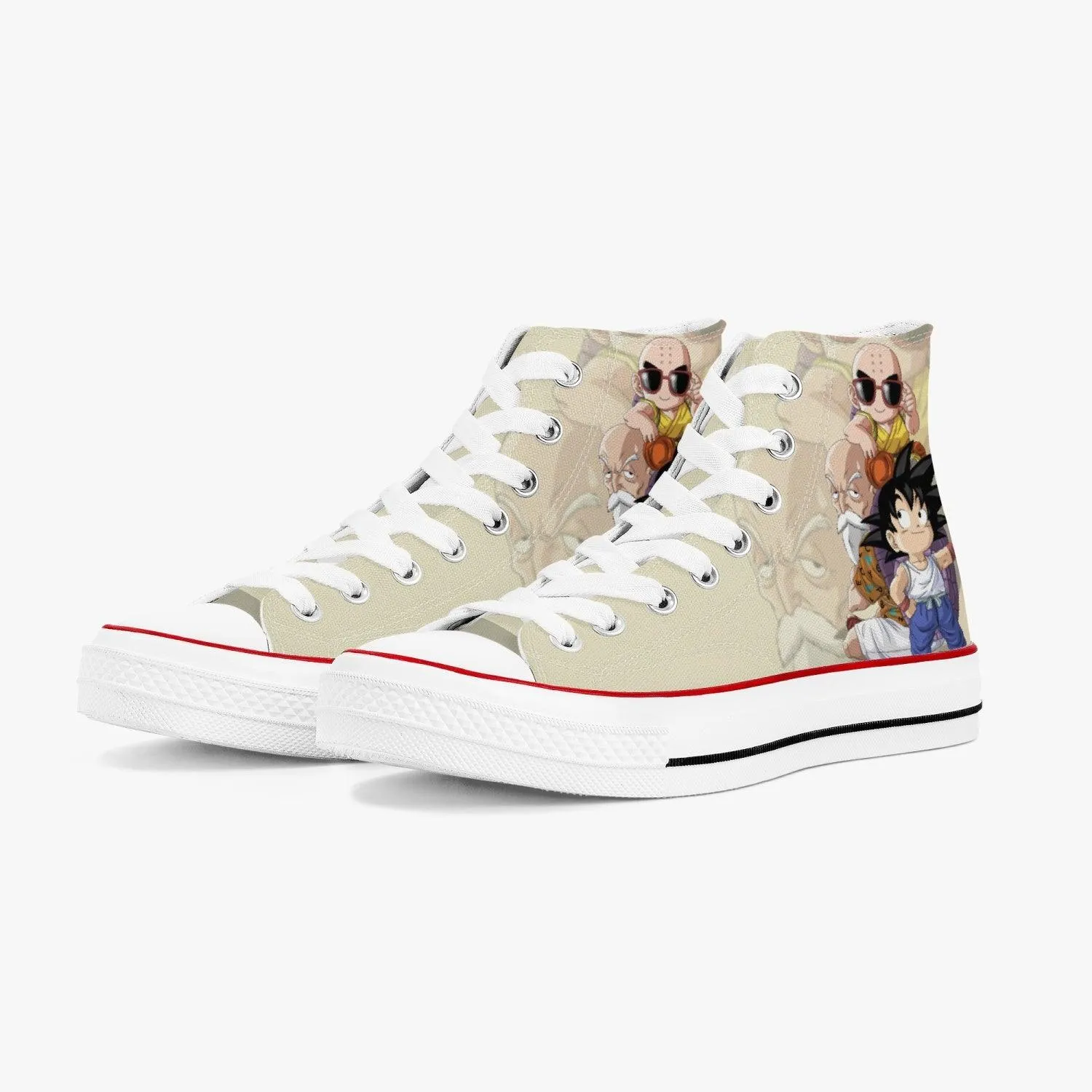 Dragonball Z Goku and Krillin and Ded A-Star High White Anime Shoes