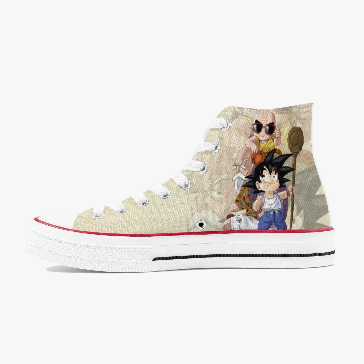 Dragonball Z Goku and Krillin and Ded A-Star High White Anime Shoes