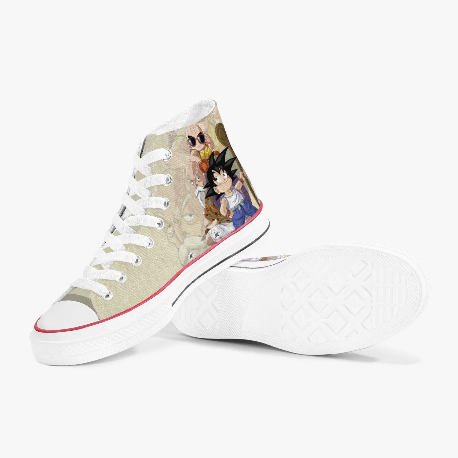 Dragonball Z Goku and Krillin and Ded A-Star High White Anime Shoes