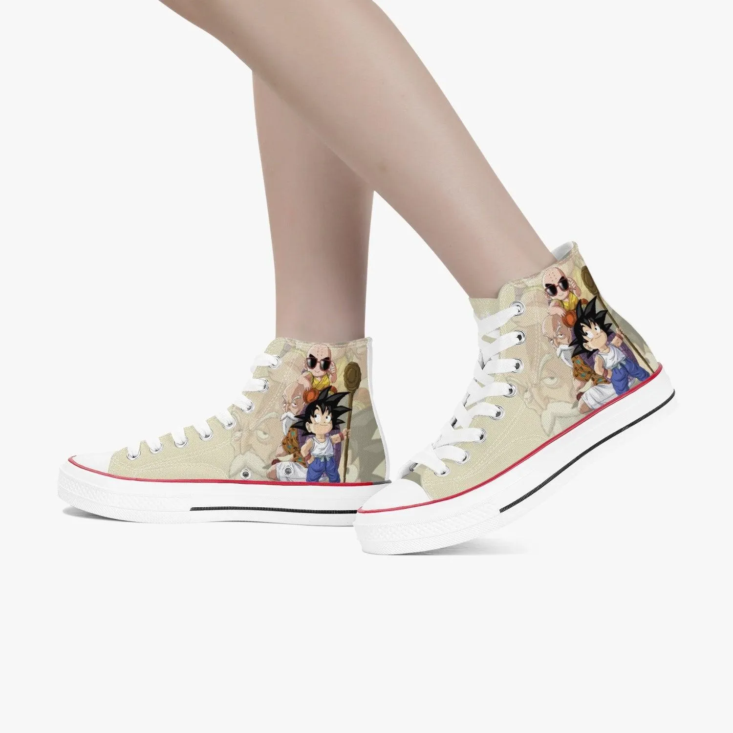 Dragonball Z Goku and Krillin and Ded A-Star High White Anime Shoes