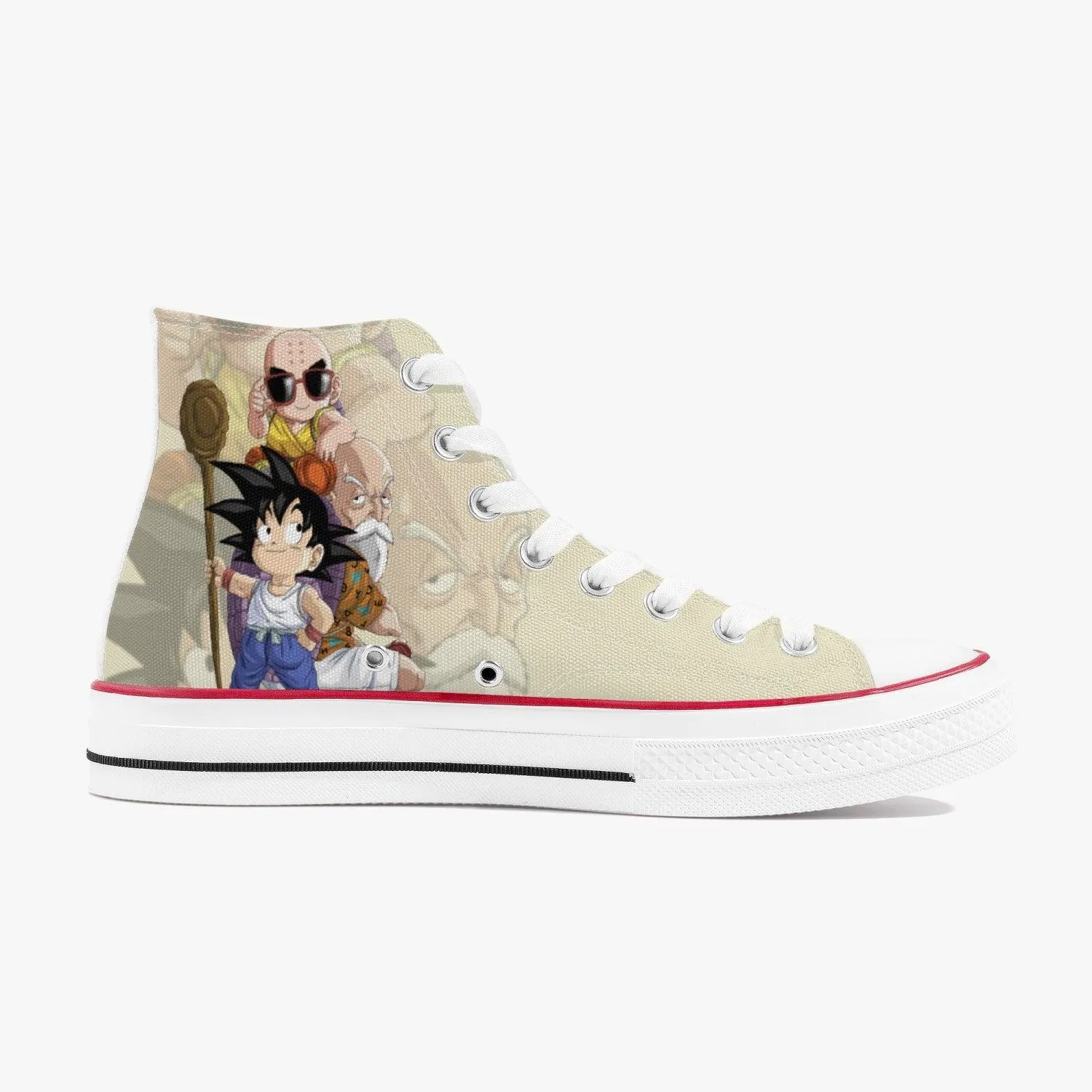 Dragonball Z Goku and Krillin and Ded A-Star High White Anime Shoes