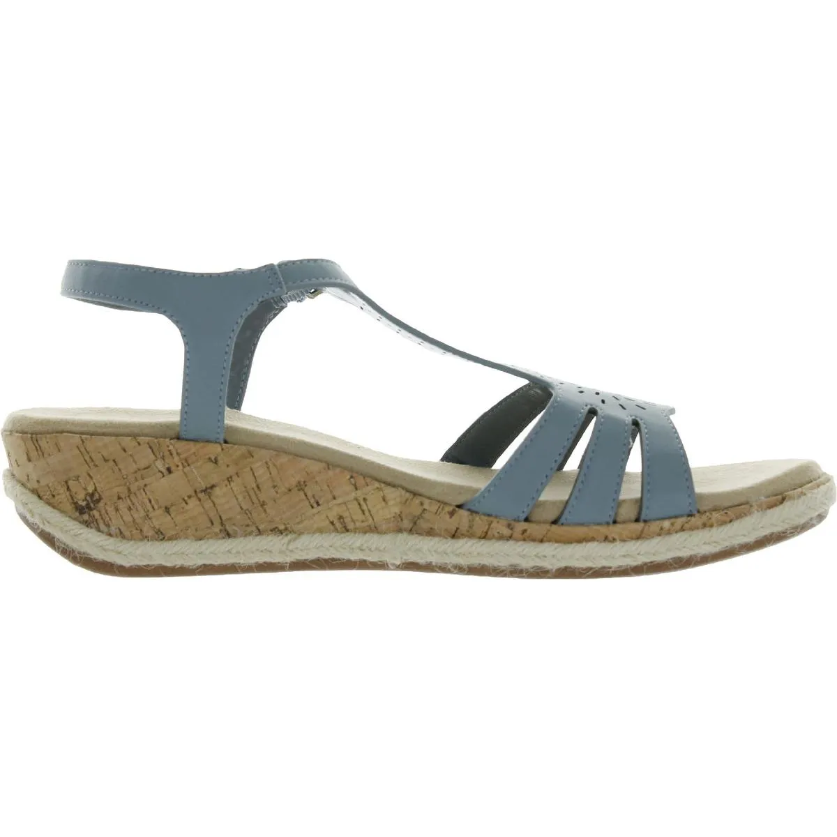 Easy Street Womens Dorinda Faux Leather T-Bar Espadrilles