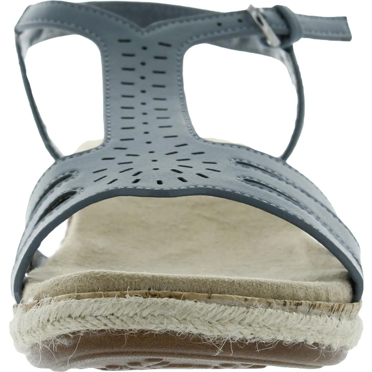 Easy Street Womens Dorinda Faux Leather T-Bar Espadrilles