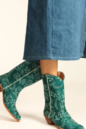 EMBROIDERED SILK WESTERN BOOTS ARWA