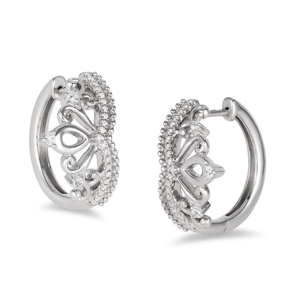 Enchanted Disney Fine Jewelry Sterling Silver 1/5Cttw Majestic Princess Tiara Earrings