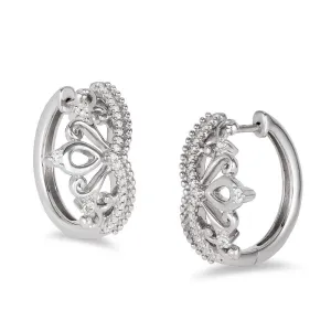 Enchanted Disney Fine Jewelry Sterling Silver 1/5Cttw Majestic Princess Tiara Earrings