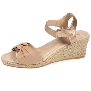 Espadrilles ouvertes Femme talon corde beige