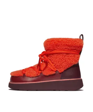 FitFlop Gen FF x Roksanda Curly Shearling Lace Ankle Boots Tangerine Mix