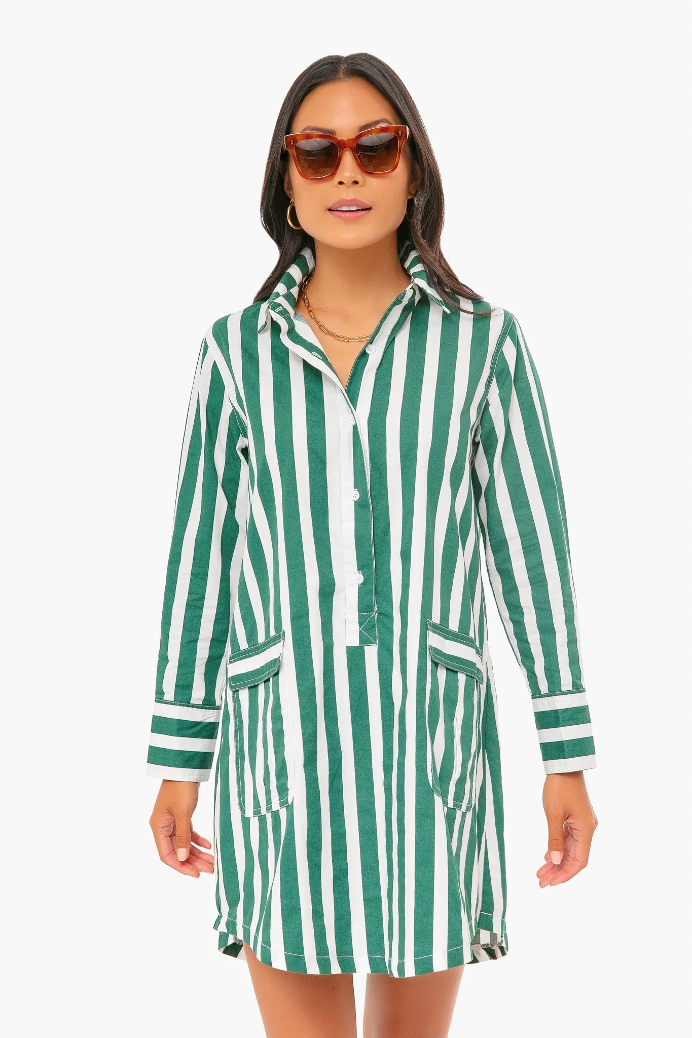 Forest Green Striped Bradley Dress