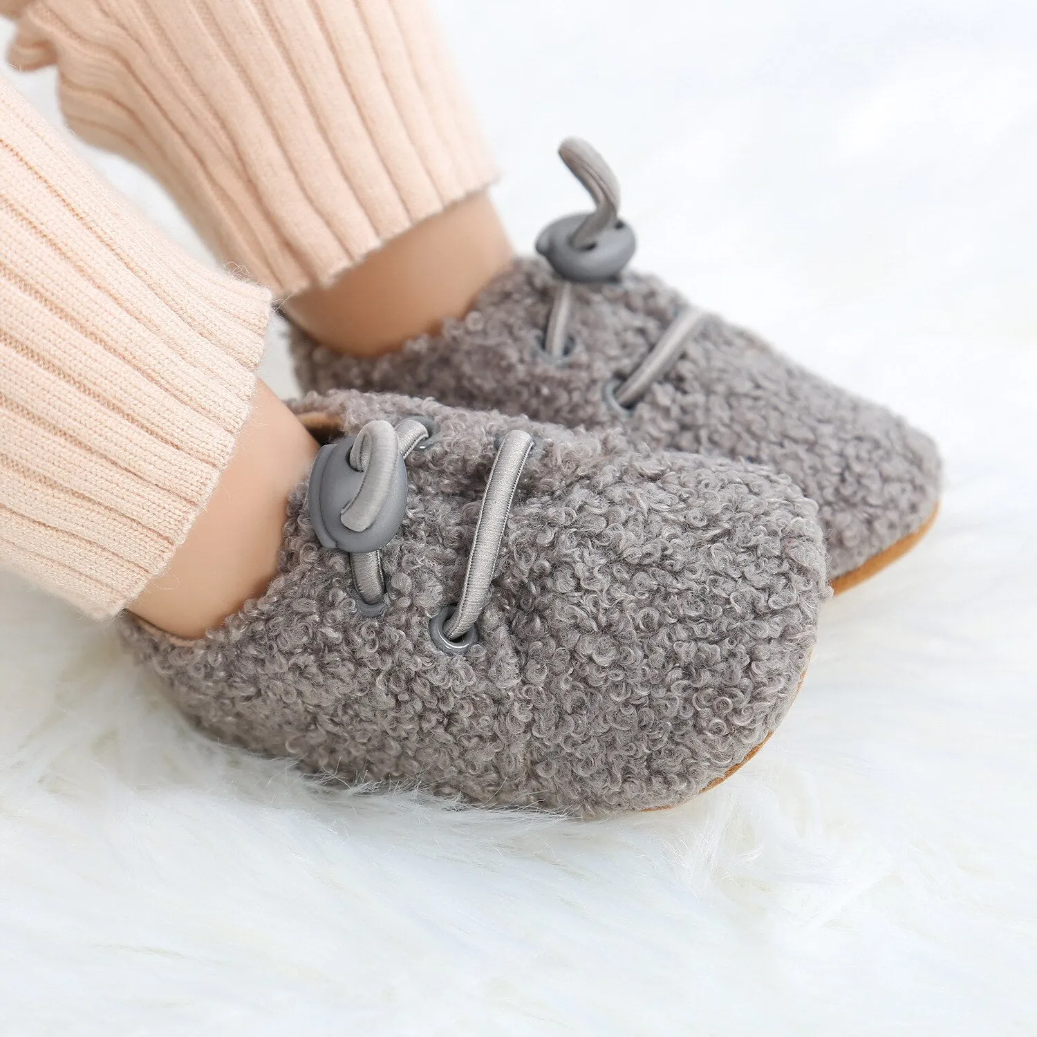 Fuzzy Lamb Baby Booties