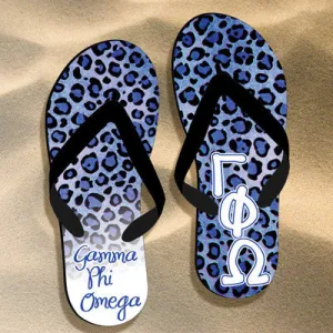 Gamma Phi Omega Cheetah Print Flip Flops - SBL100 - SUB
