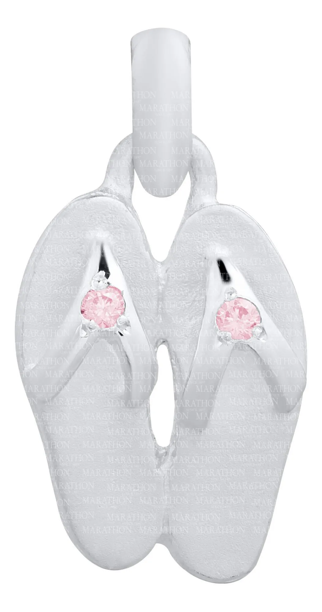 Genuine Sterling Silver Evening Tide Collection Flip Flops Pendant Necklace with Pink Cubic Zirconia
