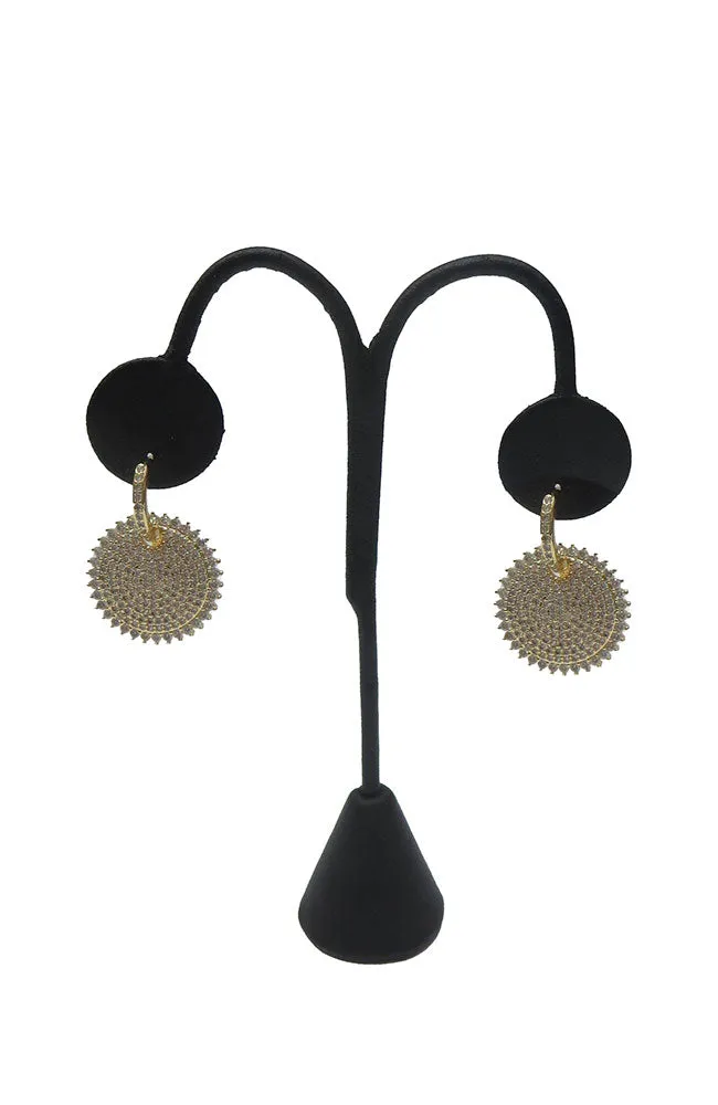 Gold Pave Circle on Circle Hoop Earrings