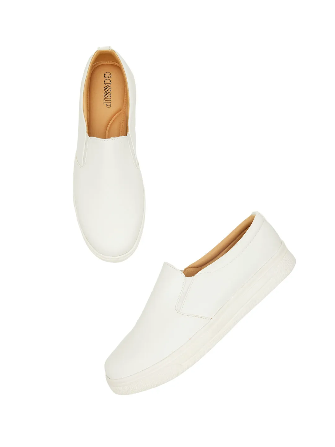GOSSIP WOMENS WHITE MOCCASINS
