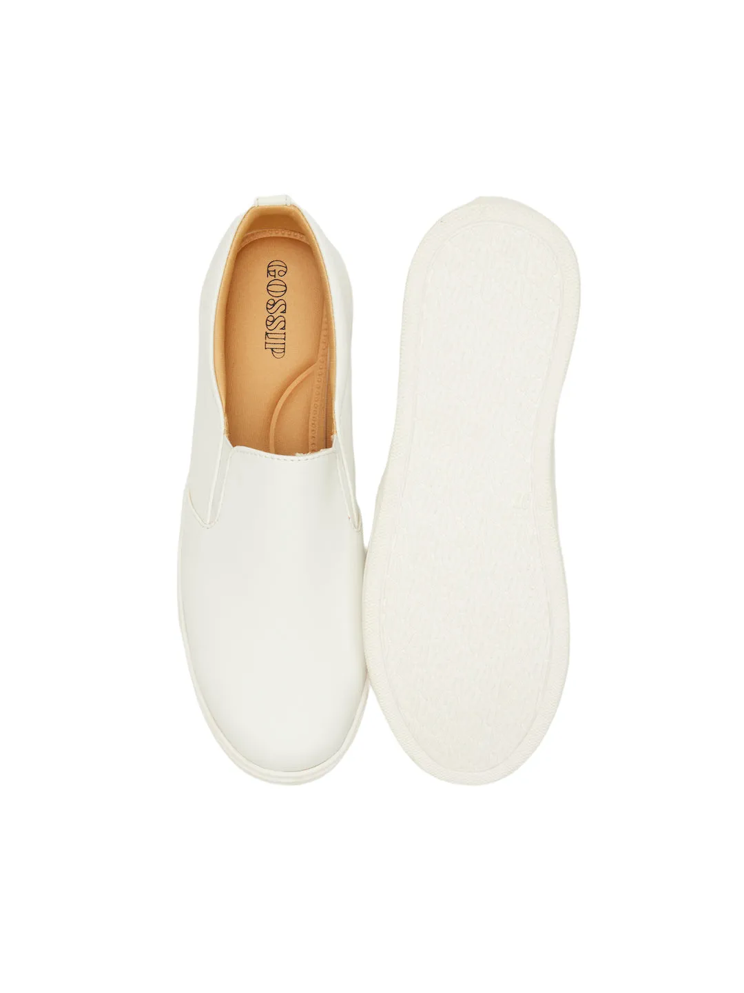 GOSSIP WOMENS WHITE MOCCASINS