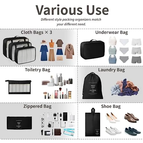 GRANNY SAYS 8 Set Packing Cubes for Carry on Suitcase, Travel Bags Organizer for Luggage, Suitcase Organizer Bags Set, Travel Packing Cubes Luggage Organizer, Travel Essentials Travel Bag