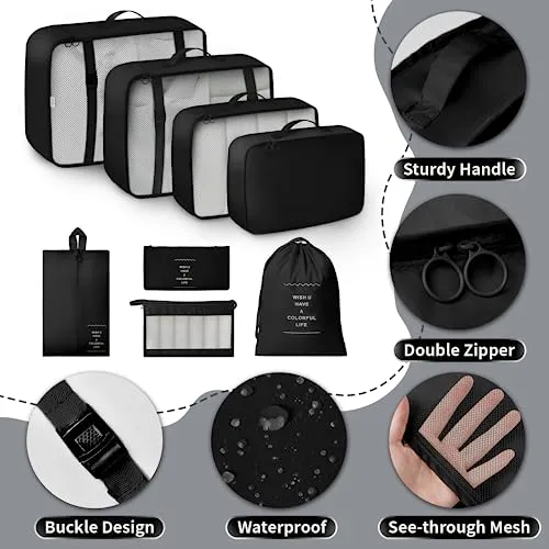 GRANNY SAYS 8 Set Packing Cubes for Carry on Suitcase, Travel Bags Organizer for Luggage, Suitcase Organizer Bags Set, Travel Packing Cubes Luggage Organizer, Travel Essentials Travel Bag