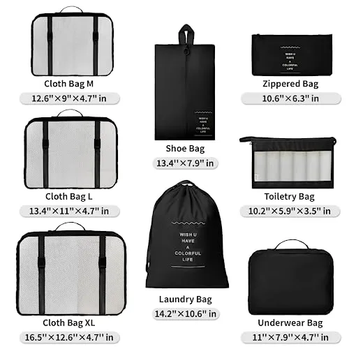 GRANNY SAYS 8 Set Packing Cubes for Carry on Suitcase, Travel Bags Organizer for Luggage, Suitcase Organizer Bags Set, Travel Packing Cubes Luggage Organizer, Travel Essentials Travel Bag