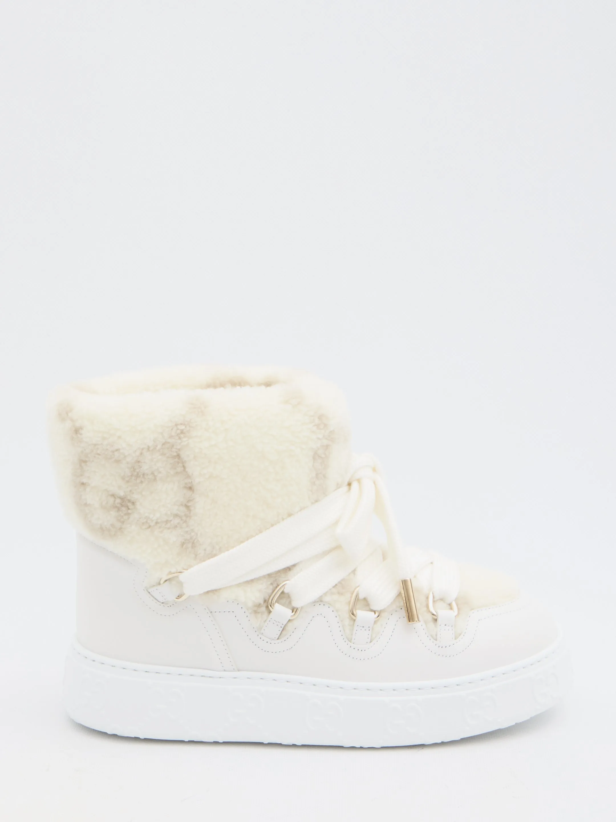 Gucci Wool-effect Booties In Ivory