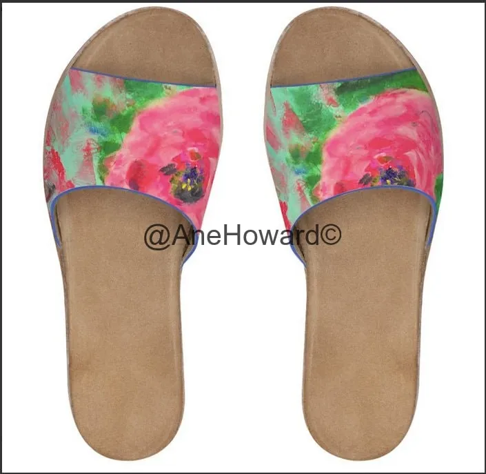 Handcrafted Springtime in California Leather Sliders