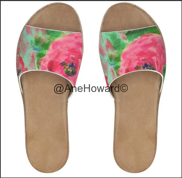 Handcrafted Springtime in California Leather Sliders
