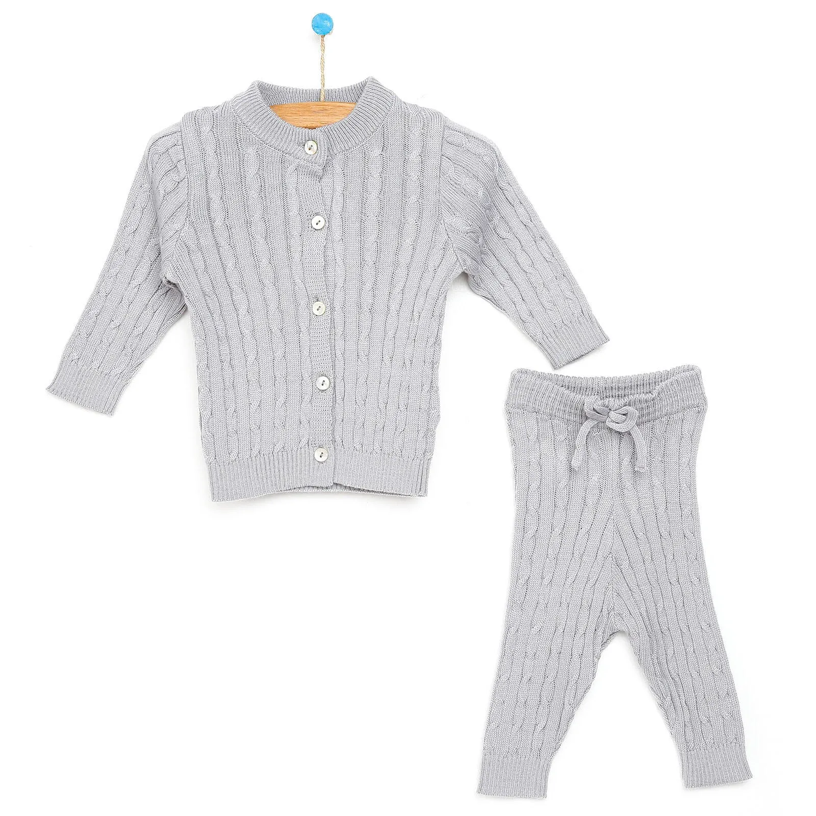 HelloBaby Newborn Knit Cardigan - Grey