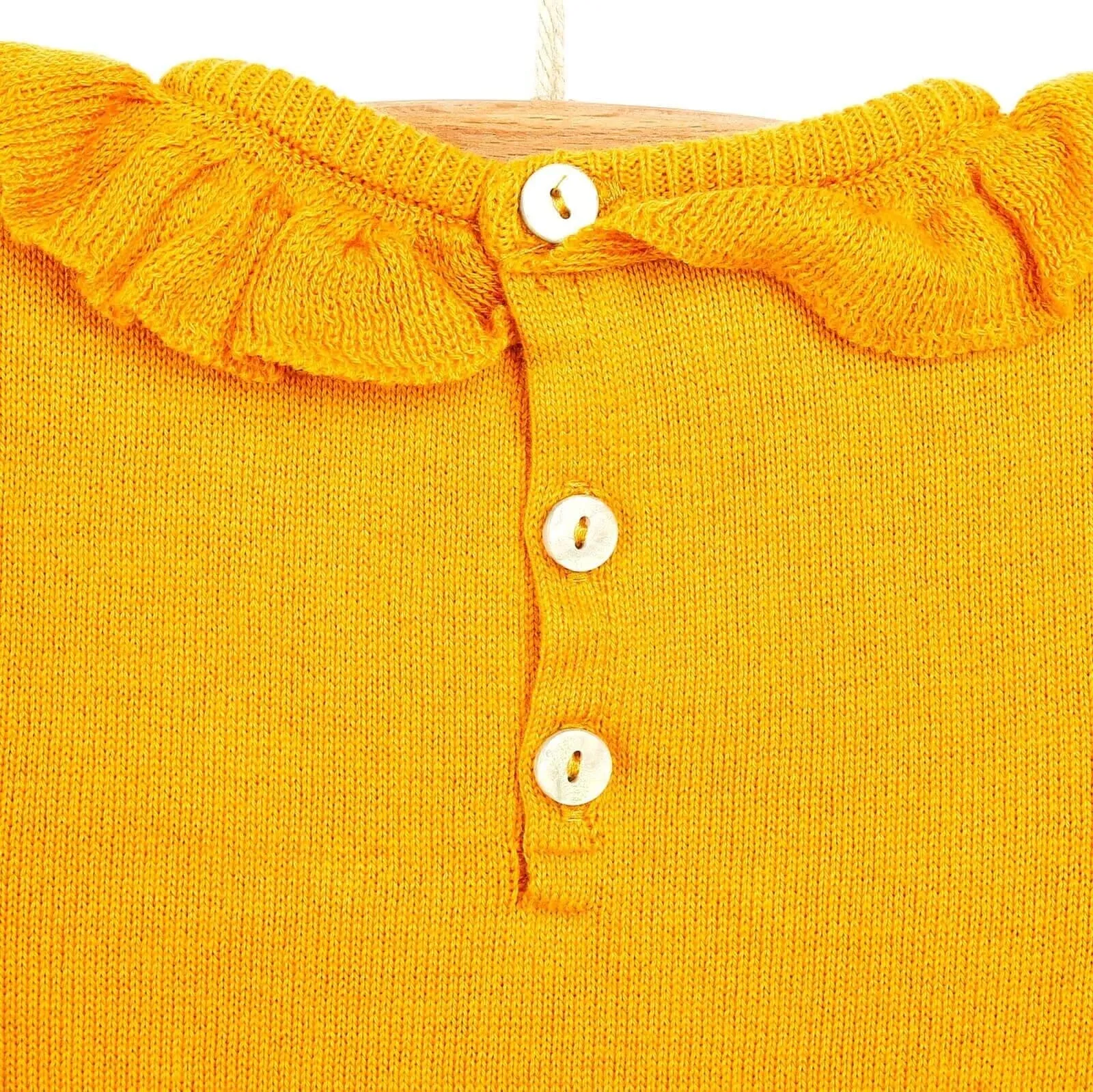 HelloBaby Newborn Knit Ruffled Jumpsuit - Mustard